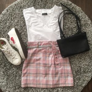 Checked Pink Mini Skirt